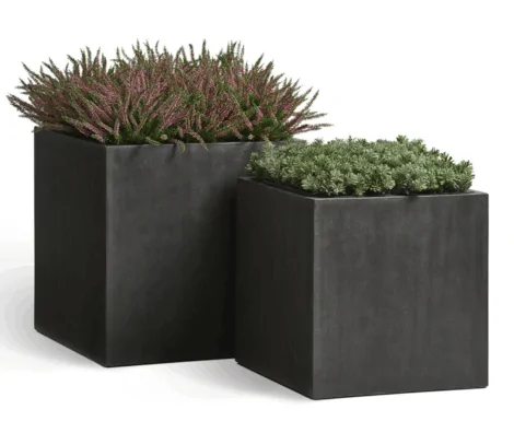 Кашпо TREEZ Effectory — Beton — Куб — Тёмно-серый бетон