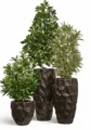 Кашпо TREEZ Effectory — Metal — Высокий округлый конус Design Crumple — Чернёная бронза